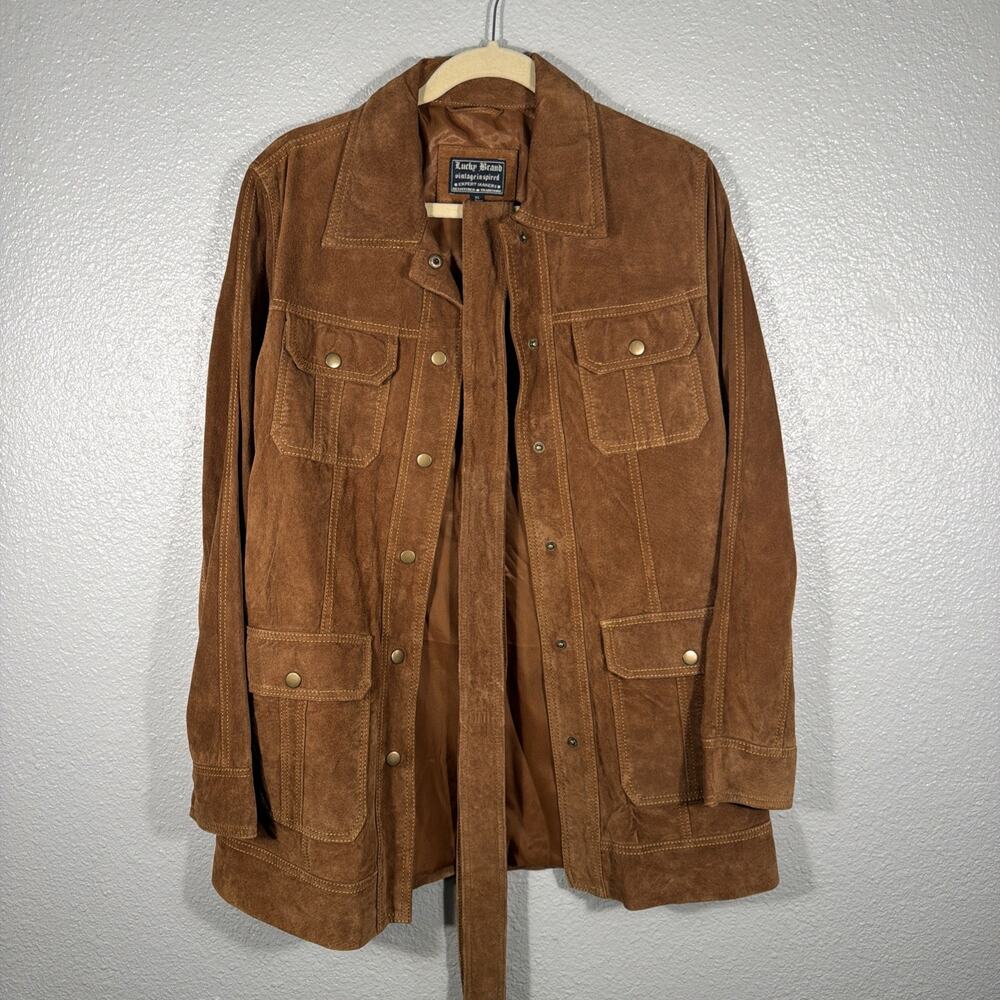 Lucky Brand Woman’s Size XL Brown Suede Leather Jacket Country Vintage Retro - Picture 2 of 11